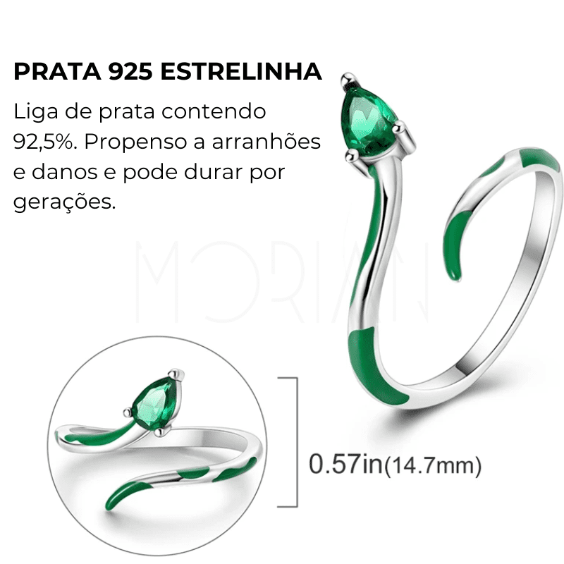 Anel de Prata Serpente com Zircônia